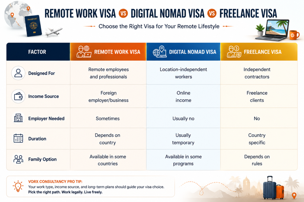 Remote Work Visa vs Digital Nomad Visa vs Freelance Visa