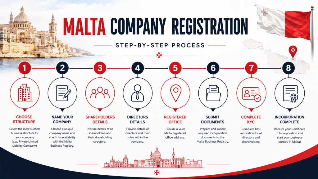 Malta Company Registration process and Step by step guide in 2026.