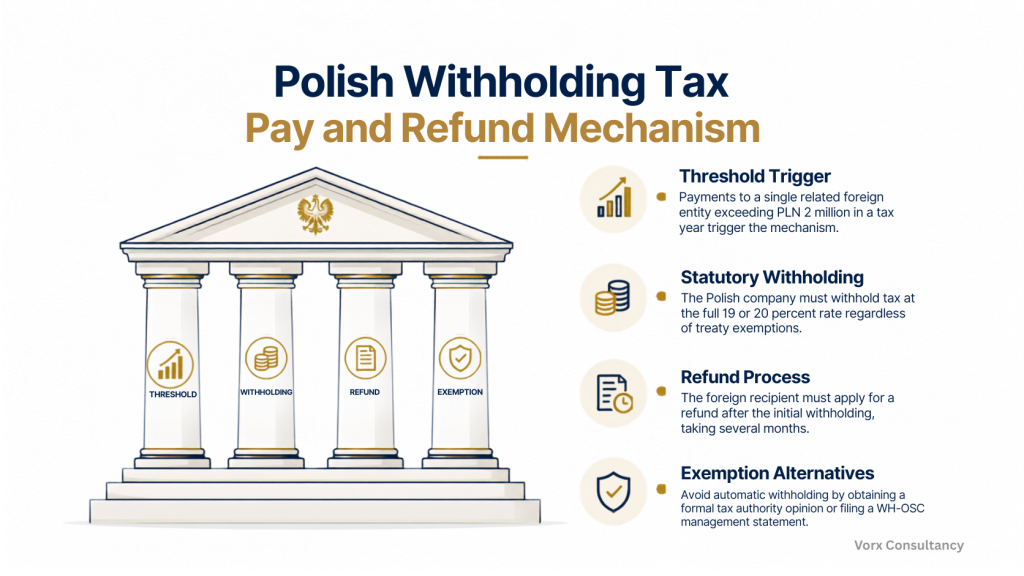 Polish withholding tax pay and refund mechanism