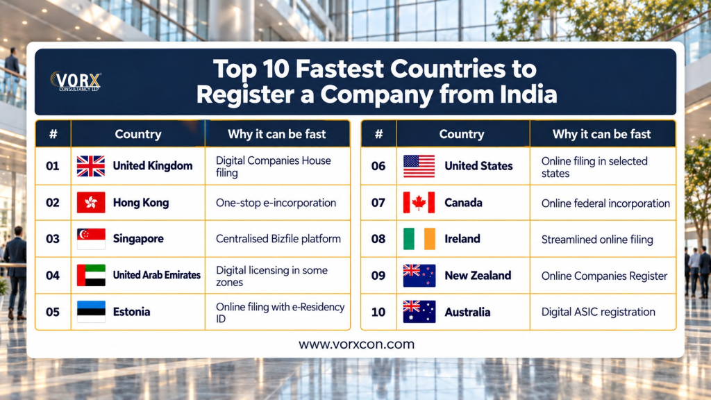 Top 10 Fastest Countries to Register a Company from India: What Makes Each Route Quick?