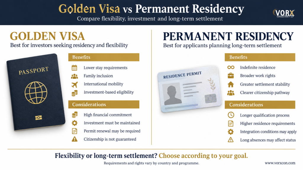 Golden Visa vs Permanent Residency: Key Differences